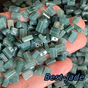 Cuboid Barrel Natural Blue Grade A Jade Spacer  Beads Guatemala Jadeite Jewelry DIY Earrings Jewelry gift Guatemalan Jade supplies