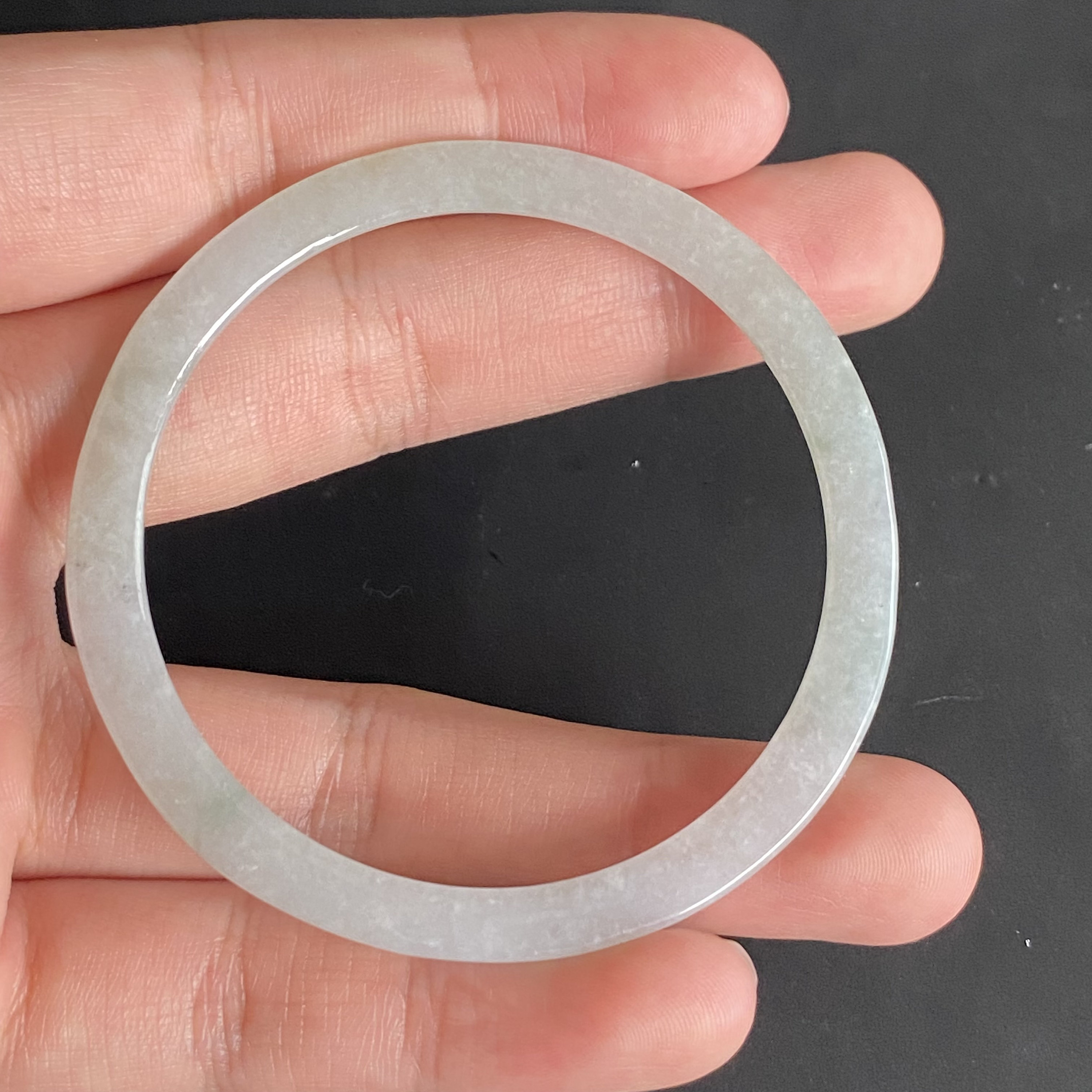 55.8mm Natural Green Jadeite round thin bangle Female band Etsy