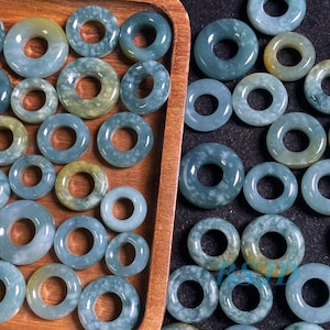 Big hole Donut Guatemala Jadeite Blue Grade A Jade Donut Spacer  Beads Jewelry DIY Earrings doughnut  Jewelry gift Guatemalan Jade supplies