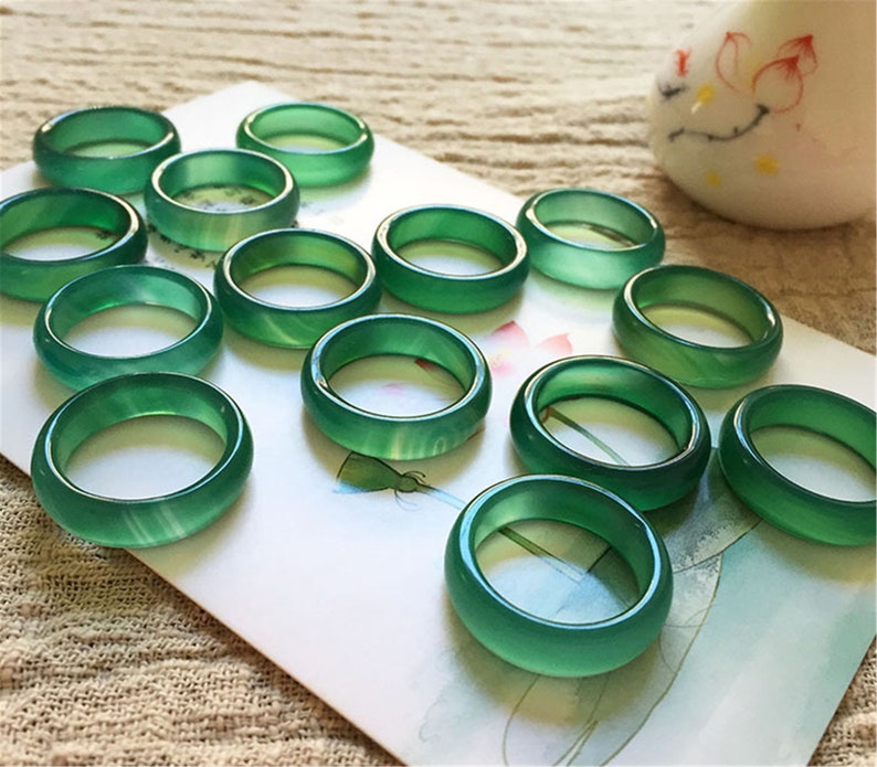 US Size 610 Natural Green Agate Jade Hand Carved Real A Stone Etsy