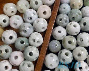 13mm hand carved bead Natural Grade A Green Jade Burma Jadeite Loose Beads Baby girl Myanmar DIY Earrings Jewelry gift Jade supplies
