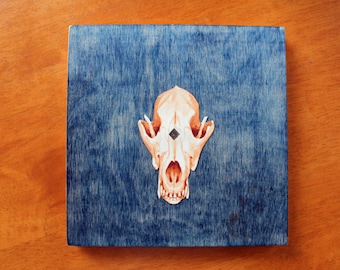 Dog Skull Painting - Watercolor Mixed Media Fine Art Piece - Arcane Home Decor Wall Art