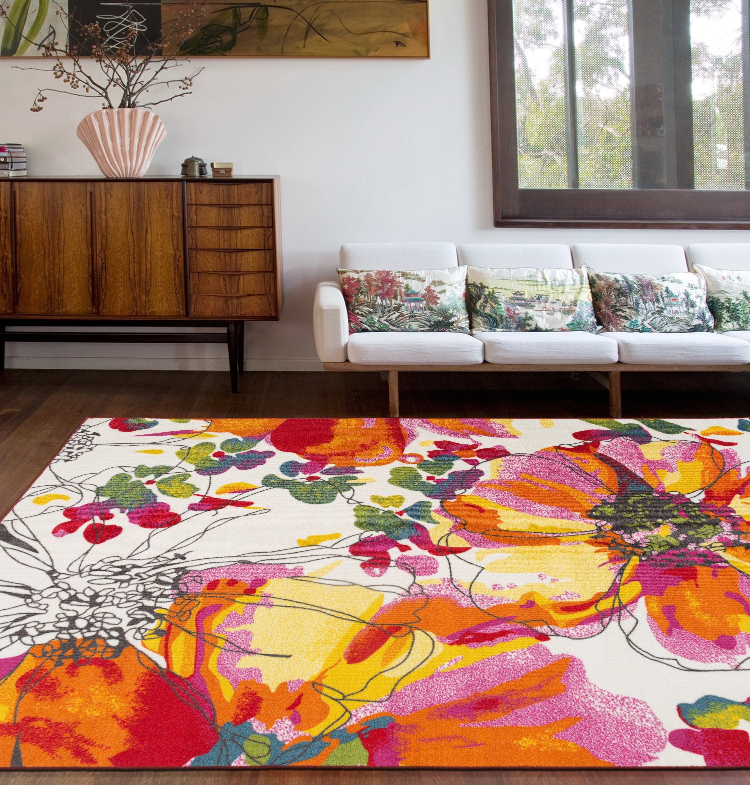 WRG Modern Bright Flowers NonSlip NonSkid Multi Area Rug Etsy
