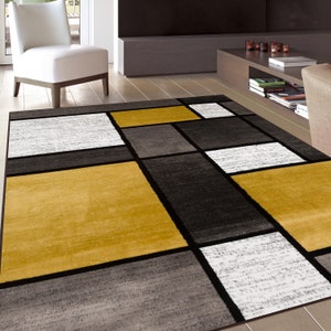 Modern Contemporary Rectangle Abstract Rug - Geometric Multicolored Modern Area Rug Carpet for Home - Bedroom, Living Room , Dining Room Rug