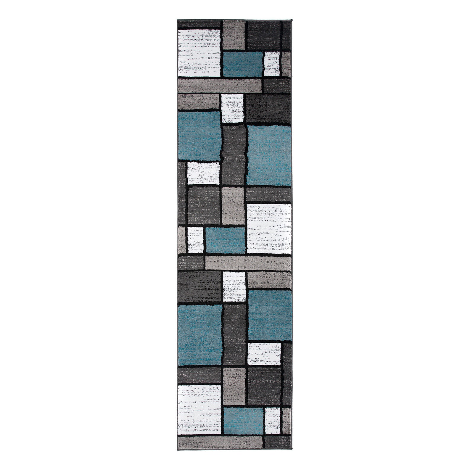 Contemporary Modern Boxes Area Rug Blue/gray Etsy