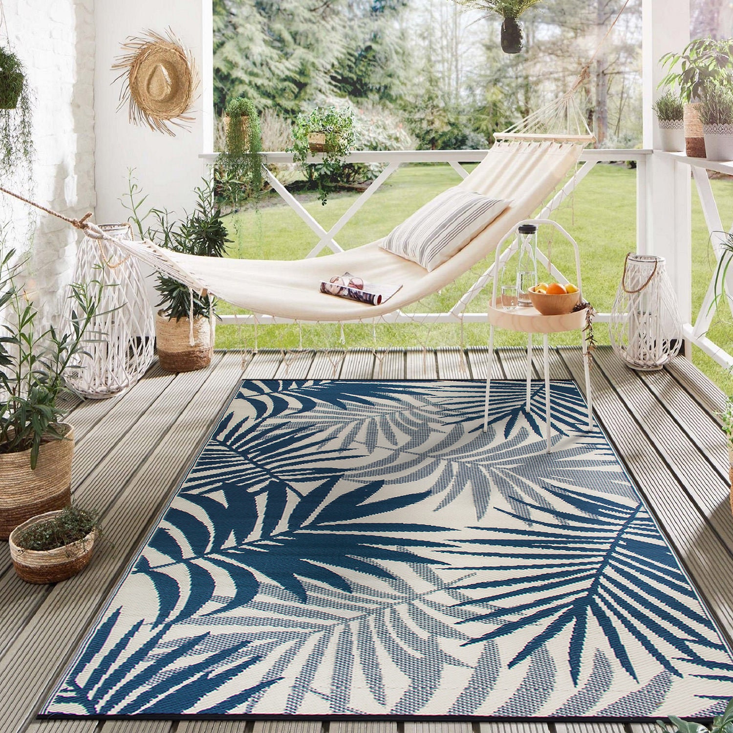 wikiwiki Outdoor Rug, 5x8ft Waterproof Reversible Mat Indoor Outdoor Rugs  Carpet, Small Area Rug Plastic Straw Rug for Patio Deck Balcony Pool RV