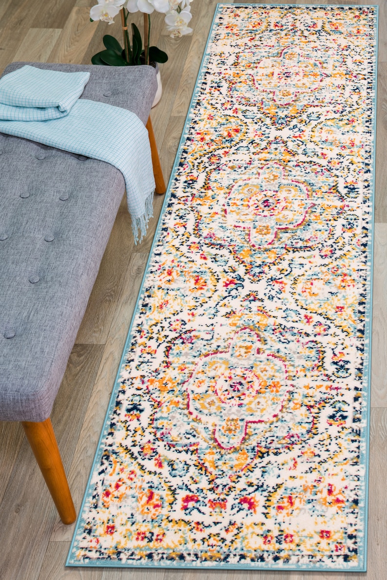 Vintage Distressed Bohemian Area Rug Multi Etsy