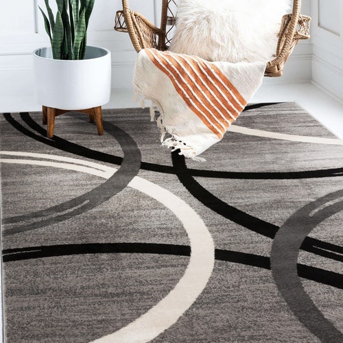 Contemporary Modern Circles Area Rug Abstract Etsy
