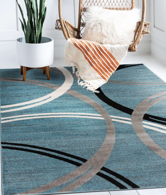 Living Room Contemporary Modern Rugs, Geometric Circular Rugs for