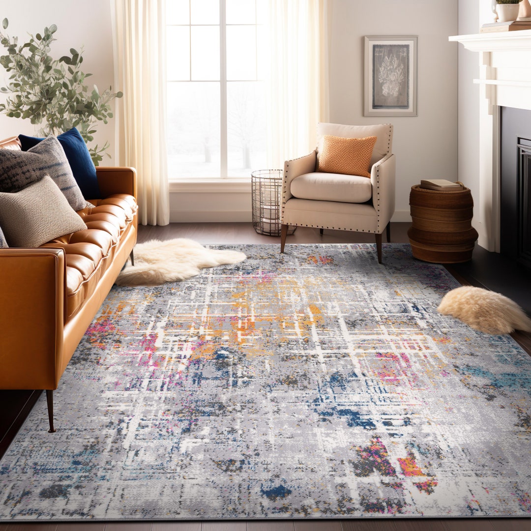 Modern Abstract Design Multi Area Rug Colorful Abstract Area Rug ...
