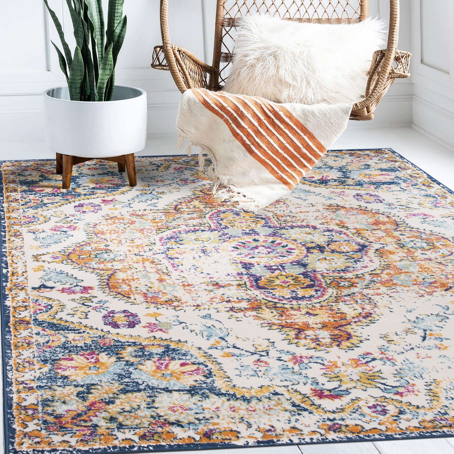 WRG Vintage Distressed Bohemian Area Rug Multi Etsy