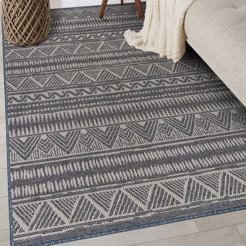 WRG Geometric Bohemian Indoor/outdoor Blue Area Rug Etsy