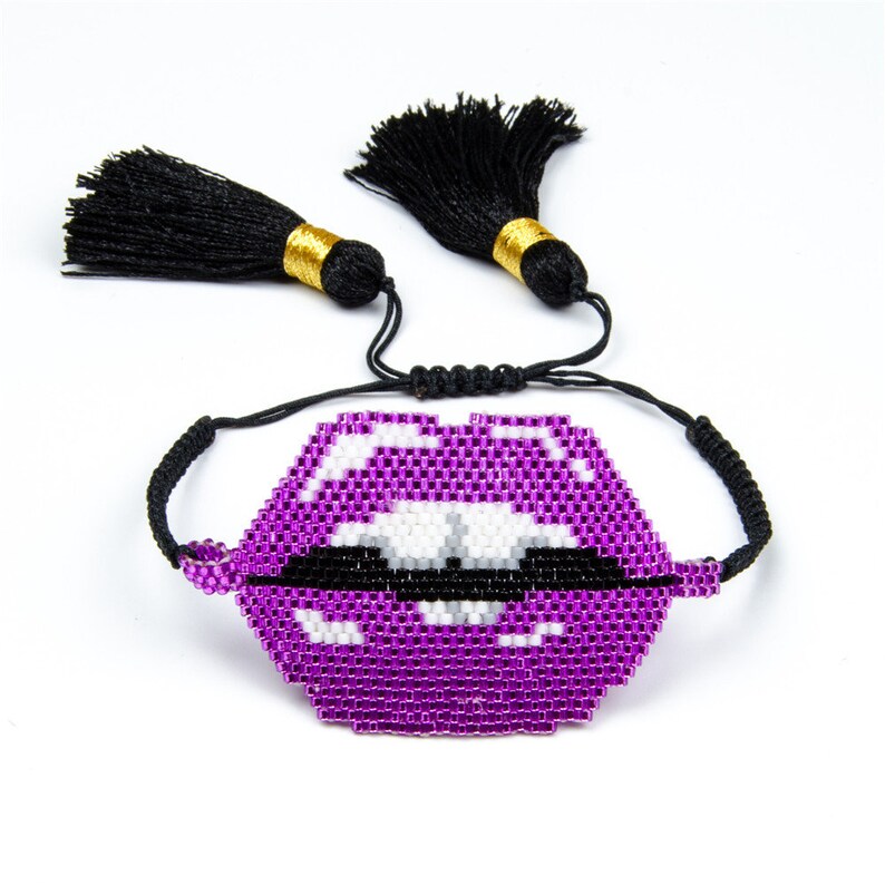 Miyuki beaded bracelet Frida Kahlo Bracelet Sets Bead lip bracelet Red Lips Bracelet