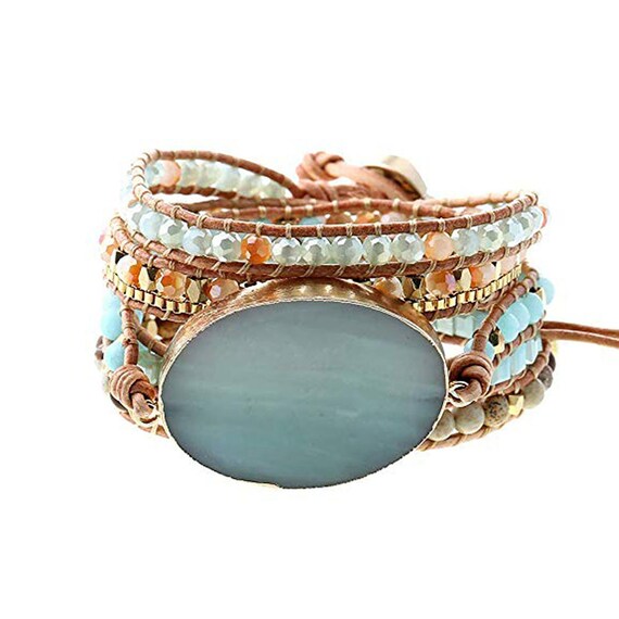 Amazonite Stone Bracelets For Women Healing Crystal Bracelet Etsy