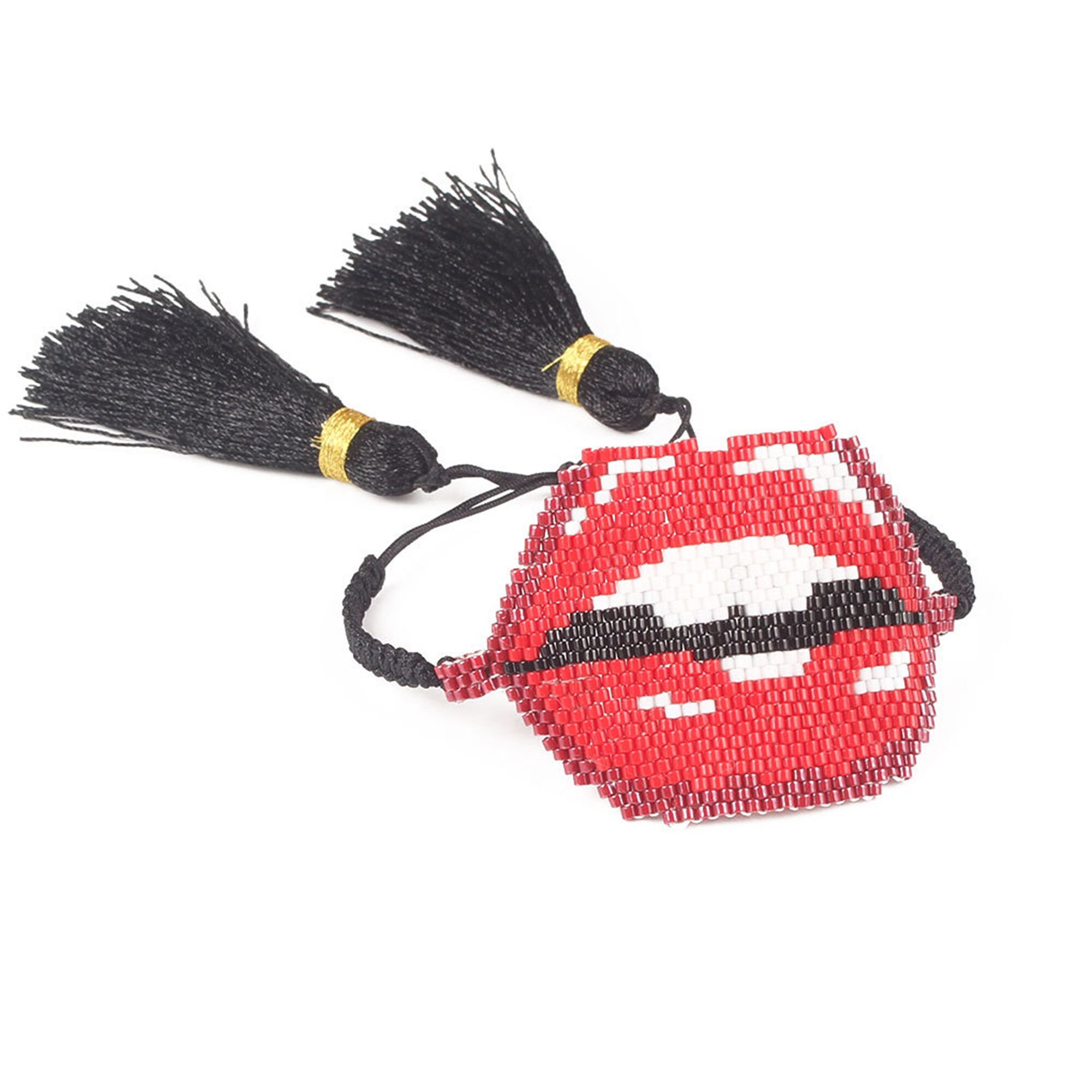Red Lips Bracelet Bead Lip Bracelet Miyuki Beaded Bracelet Etsy
