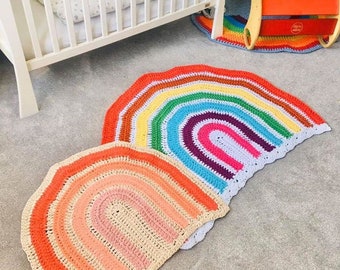 PDF rainbow rug crochet pattern tutorial written instructions easy crochet pattern floor carpet