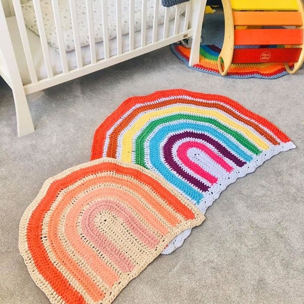 PDF rainbow rug crochet pattern tutorial written instructions easy crochet pattern floor carpet