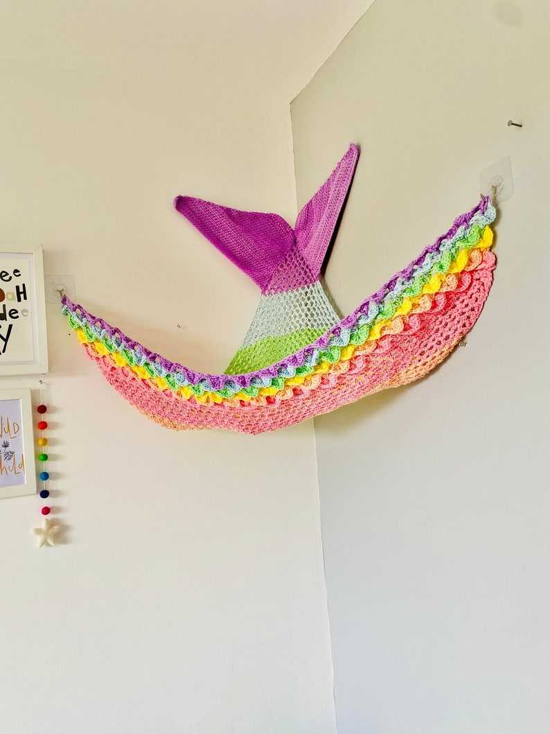 PDF mermaid toy hammock crochet pattern, teddy hammock, corner storage image 3