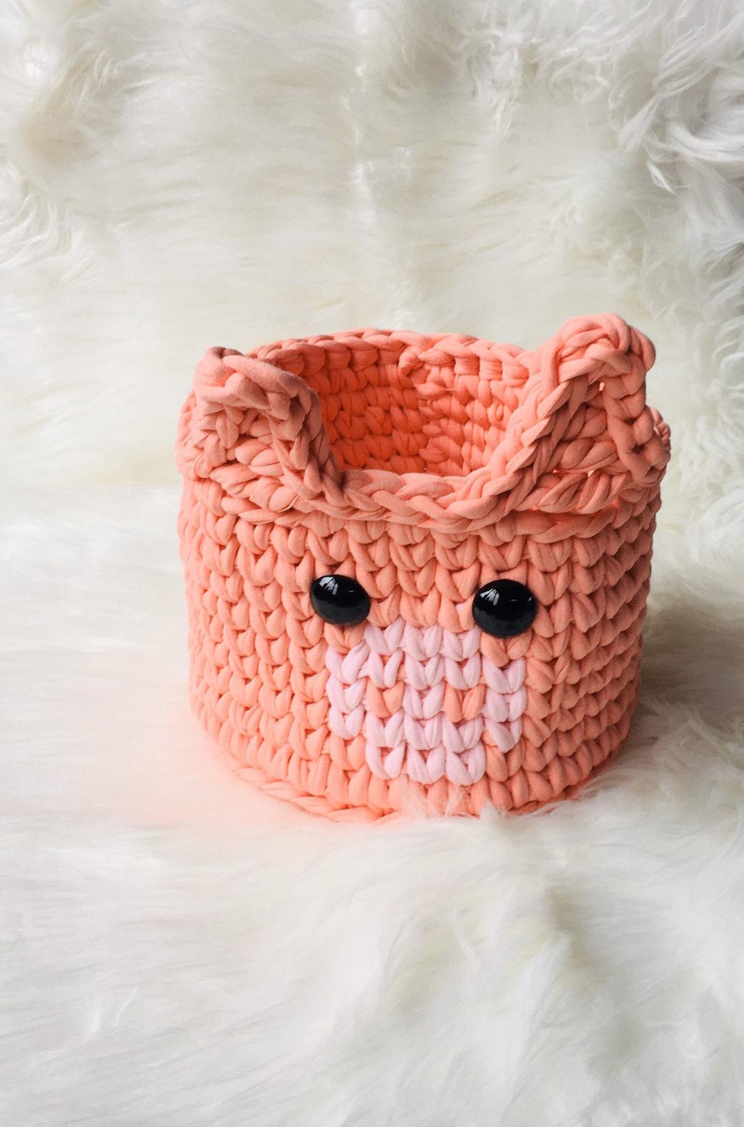 PDF Pig Basket Crochet Pattern Tshirt Yarn Pattern Easy Crochet Pattern Etsy