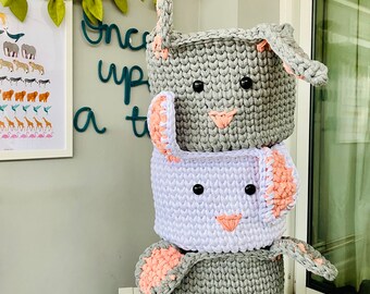 PDF rabbit easter basket crochet pattern tshirt yarn pattern easy crochet pattern