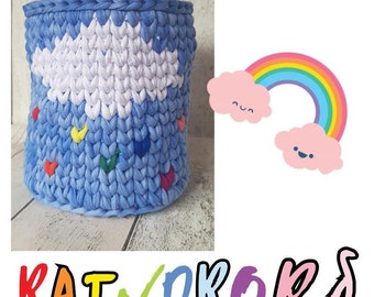 PDF pattern rain drops rainbow crochet basket