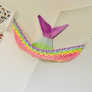 PDF mermaid toy hammock crochet pattern, teddy hammock, corner storage