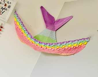 PDF mermaid toy hammock crochet pattern, teddy hammock, corner storage