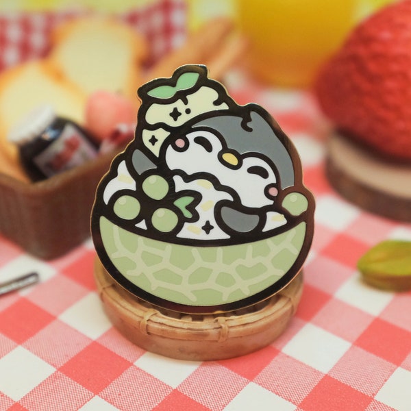 Bingsu Penguin Hard Enamel Pin | Food Coma Pals | Cute Animal Pin