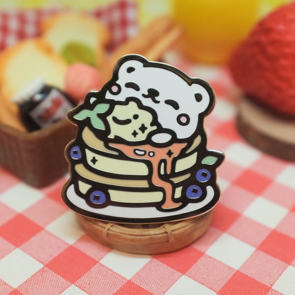 Pancake Polar Hard Enamel Pin | Food Coma Pals | Cute Animal Pin