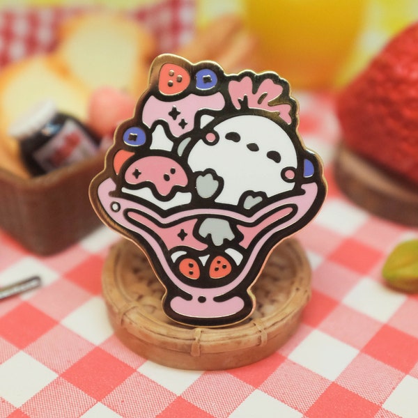 Parfait Bird Hard Enamel Pin | Food Coma Pals | Cute Animal Pin