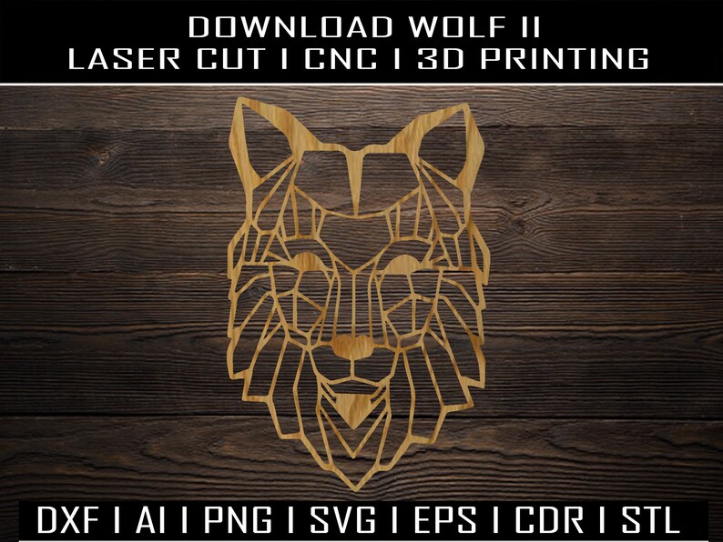 Wolf STL I Ai I PNG I SVG I Eps I Pdf I Dwg I Dxf I laser cutting I cnc I clipart I 3D Printing I geometric I wallart