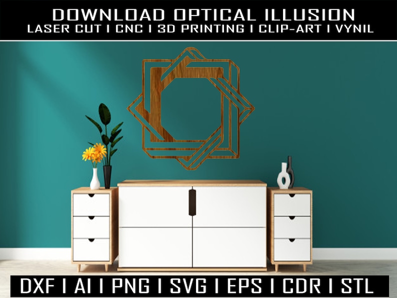 Optical shape STL I Ai I PNG I SVG I Eps I Pdf I Dwg I Dxf I laser cutting I cnc I clipart I 3D Printing I wallart