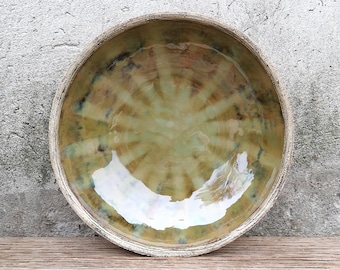 Extra Large Green Ceramic Bowl, Fruit Bowl