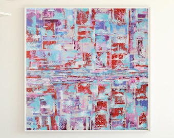Acrylic on canvas, Original abstract painting, square wall art.