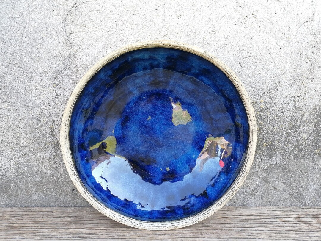 Extra Large Ceramic Blue Bowl Fruit Bowl Deep Blue Pottery Etsy
