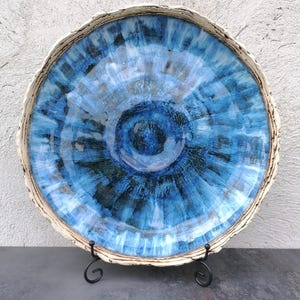 Extra Large Blue ceramic Bowl, Unique Fruit Bowl, Decorative Bowl