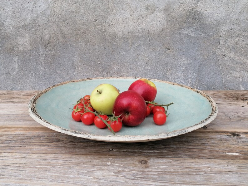 Extra Large Ceramic Bowl Turquoise Fruit Bowl Etsy