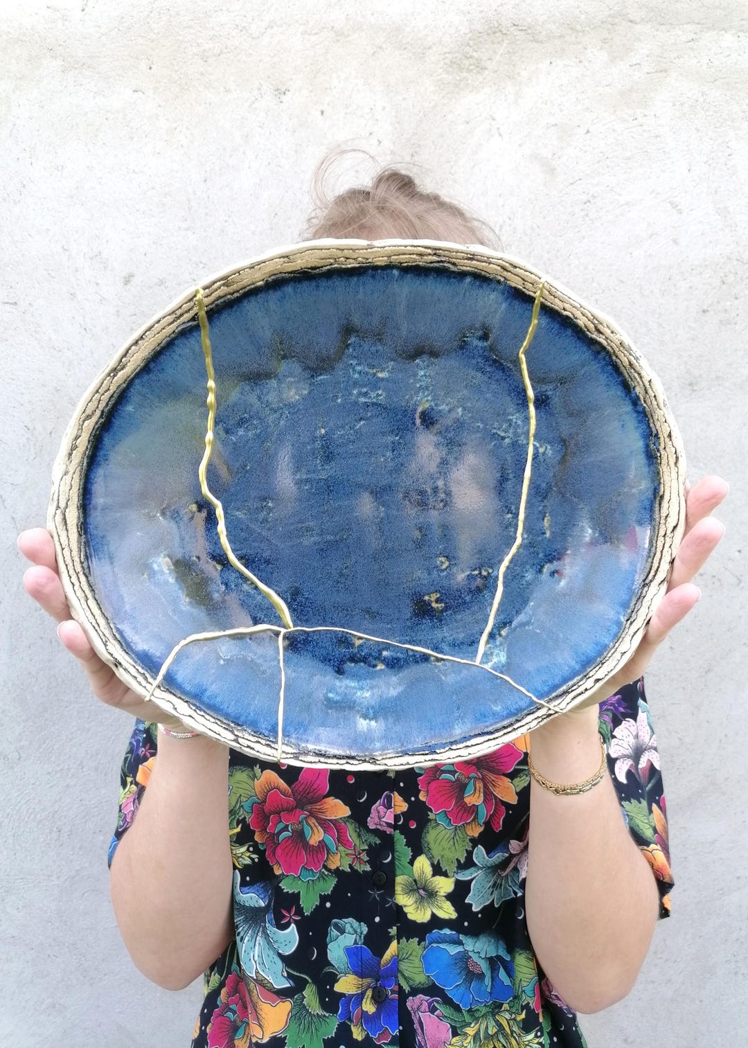 Blue Kintsugi Bowl, Large Kintsugi Bowl, Decorative Bowl. - Etsy