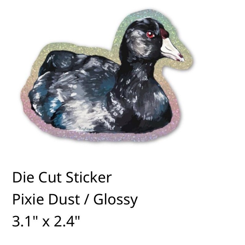 Coot Glossy Pixie Dust Glitter Sticker: American Coot Painting ...