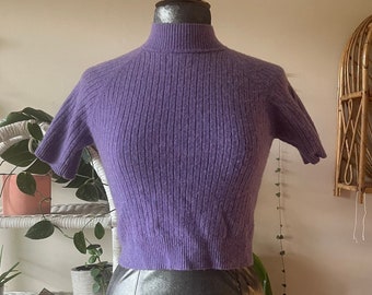 Adorable 90s Knit Lavender Sweater / Size Small