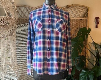 Super Soft 90s ‘Tokyo Laundry’ Cotton Plaid Flannel Shirt // Size medium - Large