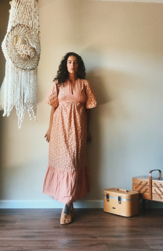 Blush Cotton 1970’s Maxi Dress by Earlybird