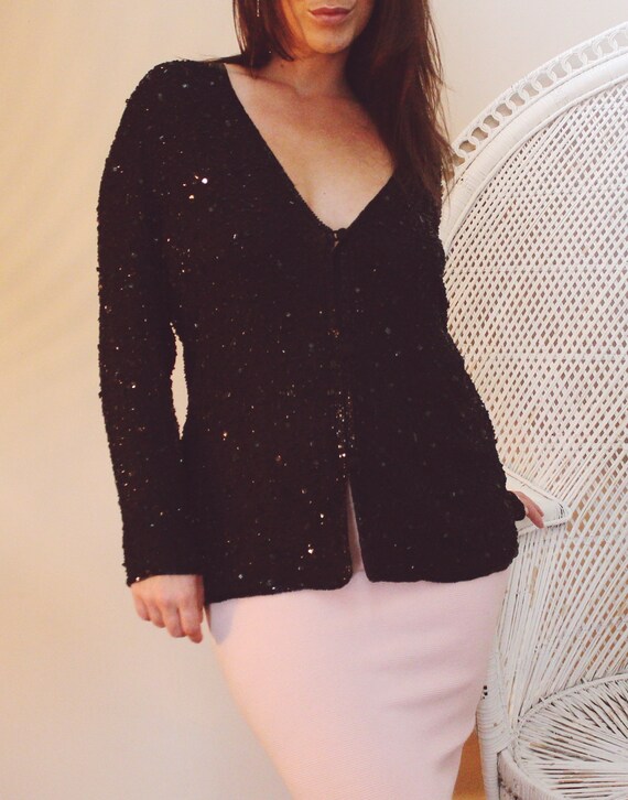 80s/90s Silk Chiffon Beaded Cardigan
