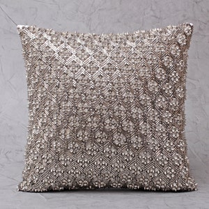 Dusty Rose Bling Crystal Throw Pillow Cover Luxury Contemporary