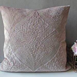 Dull Pink Velvet Euro Sham throw Pillow cover Luxury Contemporary Modern Embroidered Custom Accent Personalised 26 x 26 24 x 24 BMCC163