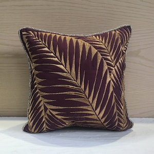 Wine Gold Zari Throw Pillow Cover Luxury Contemporary Modern square Lumbar Hand Embroidered Embellished Accent Personalised pillow BMCC059