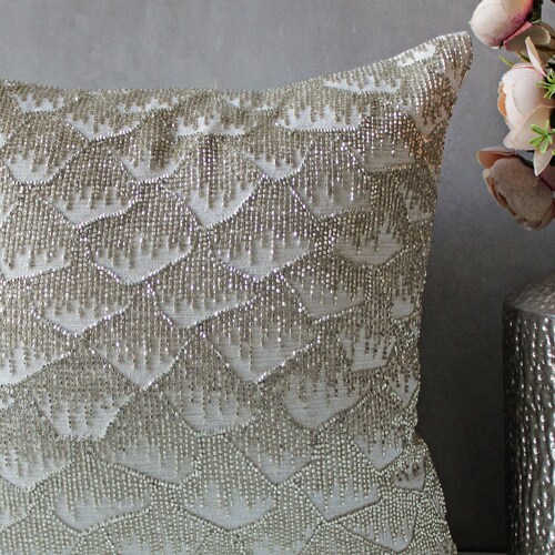 White Gold Throw Pillow Cover Luxury Contemporary Modern Toss Etsy