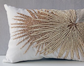 white beaded throw pillows