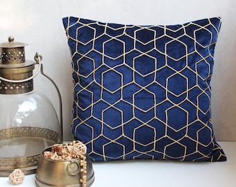 navy and gold throw pillows