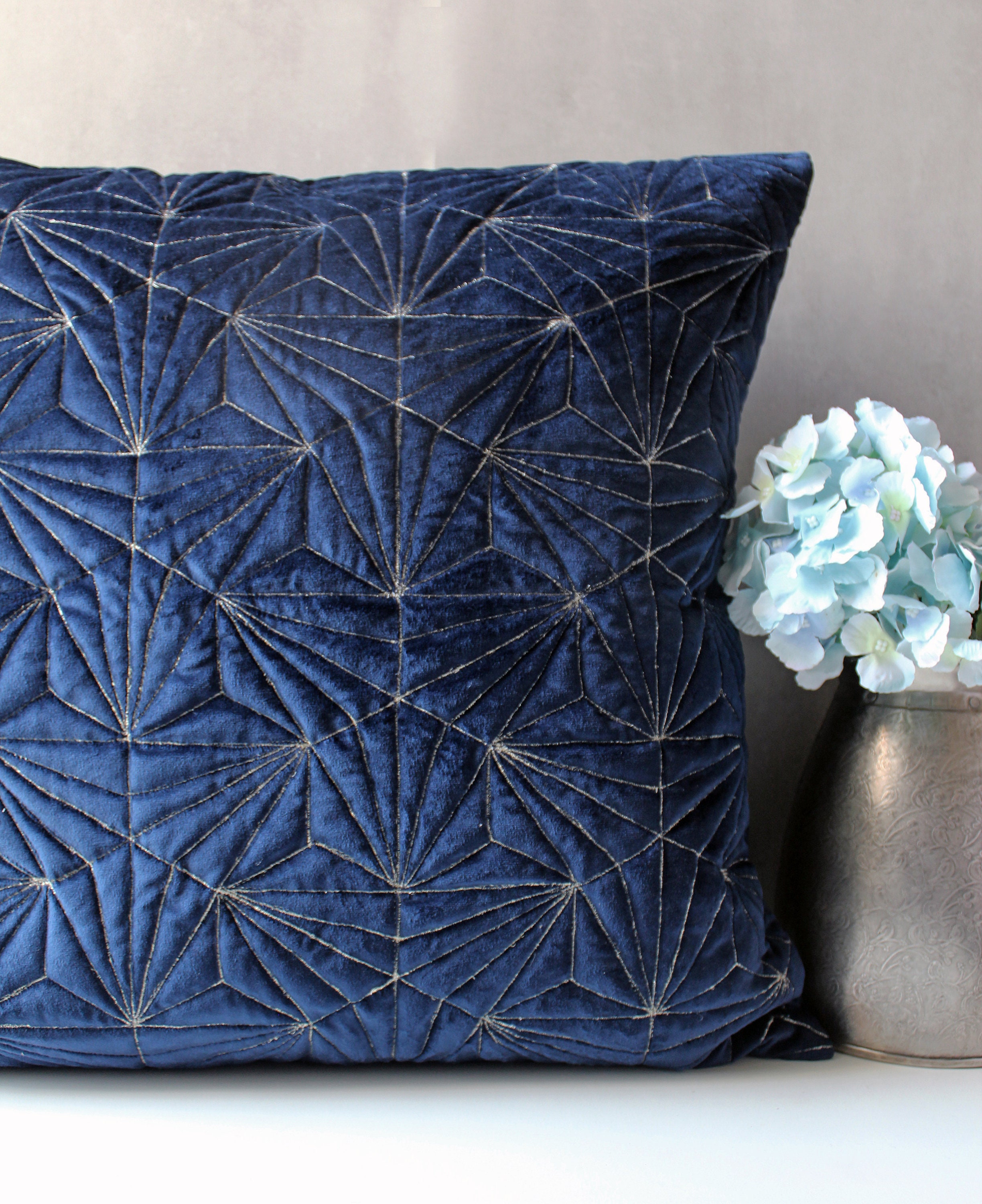 Navy Blue Velvet Pillow Sham Luxury Contemporary Modern Pillow Etsy